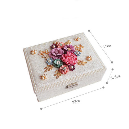 Luxury Floral Jewelry Box - Pink/White Elegance & Storage