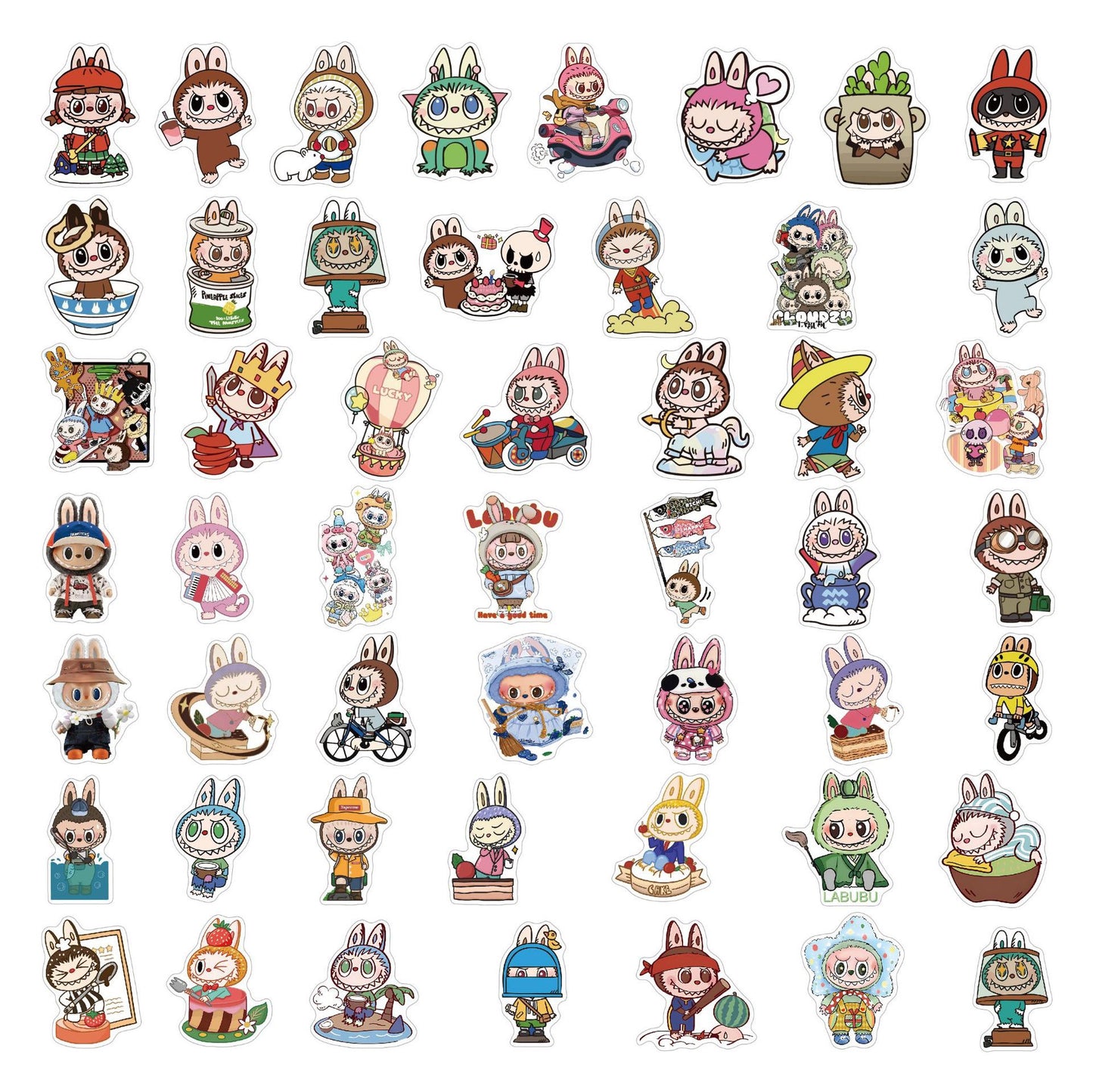 Cute Cartoon Labubu Stickers - 50 Pcs