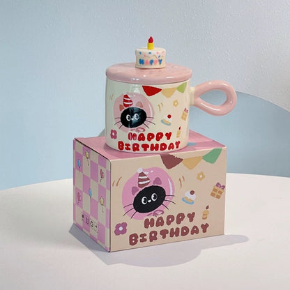 Happy Birthday Lovely Cat Ceramic Mug