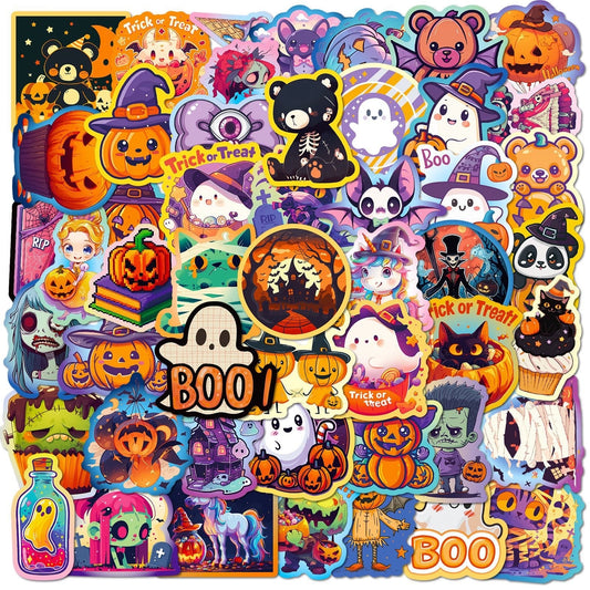 Halloween Pumpkin Bat Castle Graffiti Stickers - 50Pcs