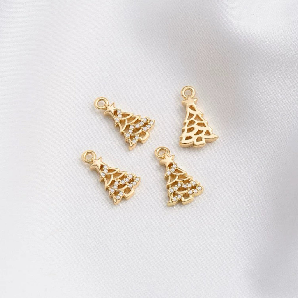 Elegant 14K Gold Christmas Enamel Charms for DIY Jewelry Making