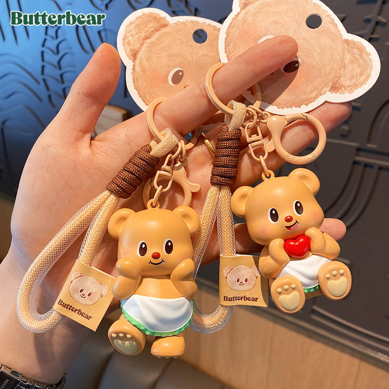 Butterbear Plush Bear Keychain - Cute Donut & Angel Designs for Bags and Keys