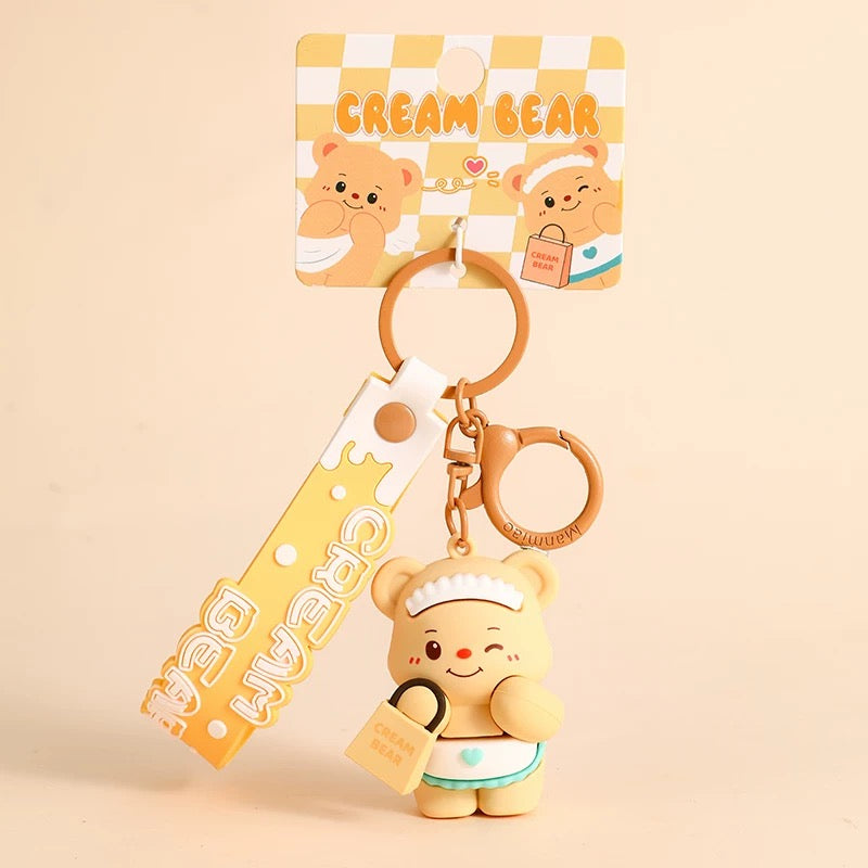 Adorable Cream Bear Keychain - Cute & High-Quality Bear Keychains for Gifts, Accessories & Personal Use