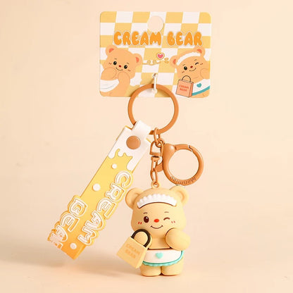 Adorable Cream Bear Keychain - Cute & High-Quality Bear Keychains for Gifts, Accessories & Personal Use