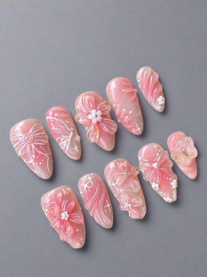 Pink Flower Fairy Press-on Nails