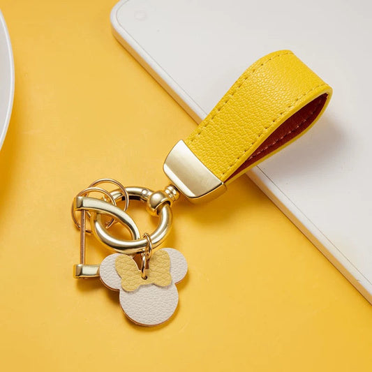 Cheerful Icon Leather Keychain