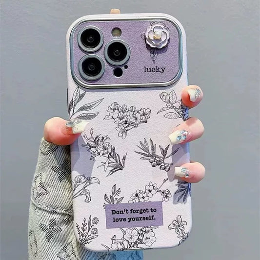 Funda para teléfono con diseño floral "Ámate a ti mismo"