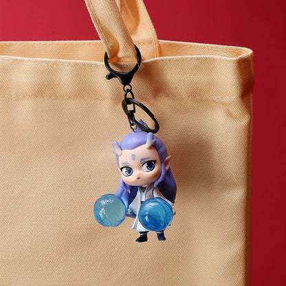 Nezha & Ao Bing Keychain Set – Chinese Mythology Figure Keychains, Cute Anime Bag Charms- Preorder