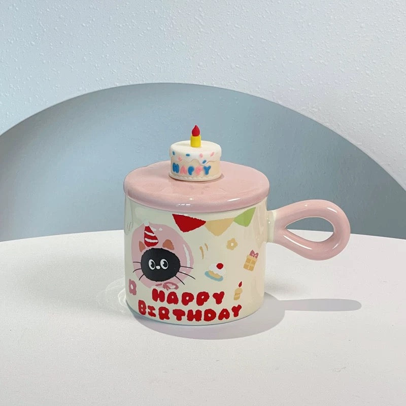 Happy Birthday Lovely Cat Ceramic Mug