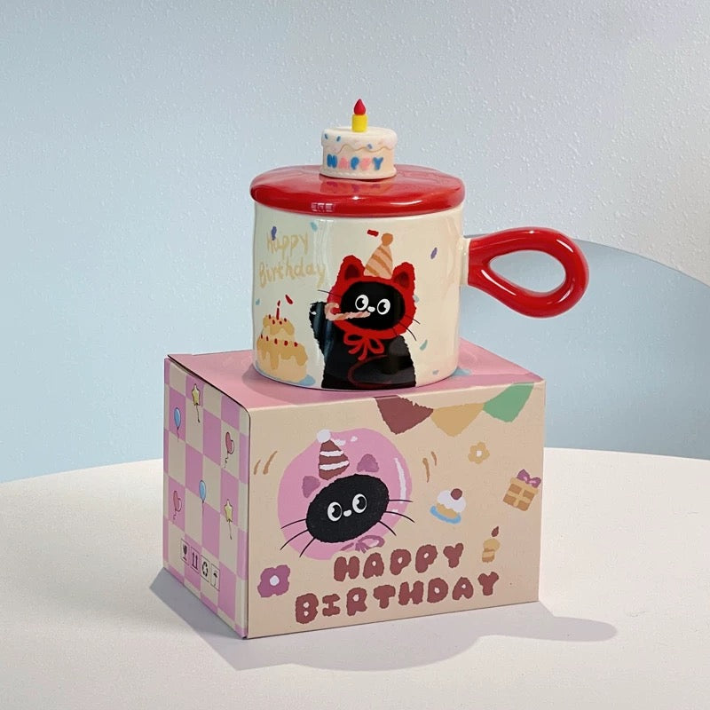 Happy Birthday Lovely Cat Ceramic Mug