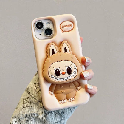 Funda para teléfono con soporte de Labubu Kawaii