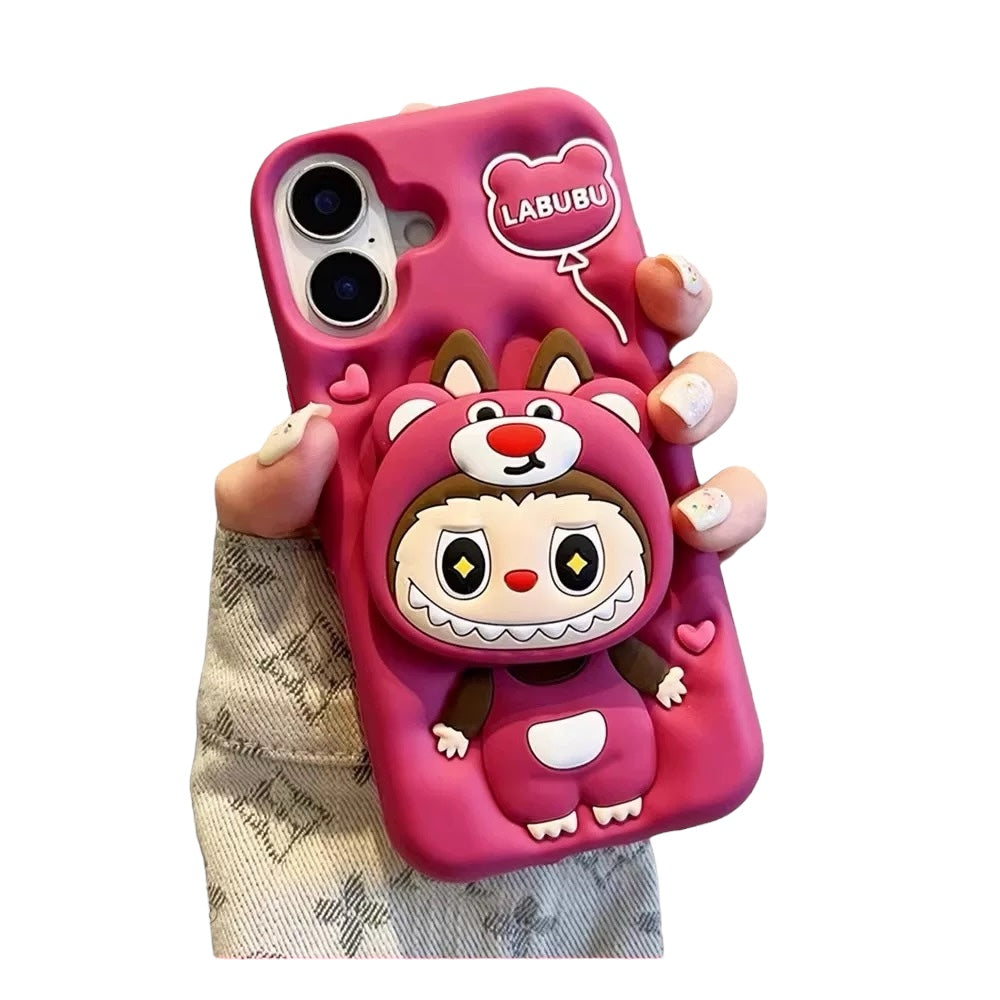 Funda para teléfono con soporte de Labubu Kawaii