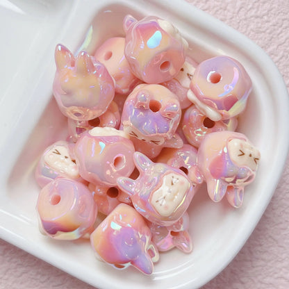 Iridescent Kawaii Animal Beads – Pastel Resin Charms for DIY Jewelry & Crafts