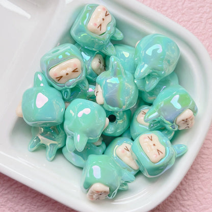 Iridescent Kawaii Animal Beads – Pastel Resin Charms for DIY Jewelry & Crafts