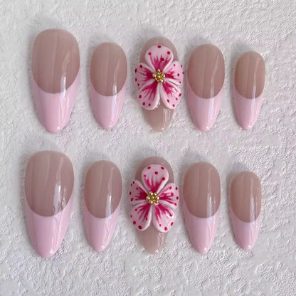 Chic Pink Blossom French Tip Press-On Nails