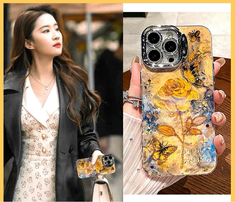 Elegant Yellow Rose Butterfly Phone Case