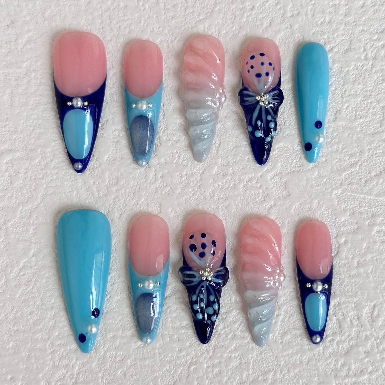 Girly Blue Dream Press-on Nails