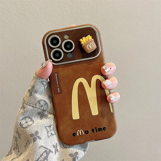 Funda para teléfono creativa vintage marrón con diseño de M Fries