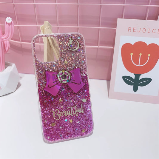 Coque de téléphone antichoc à paillettes dégradées personnalisée