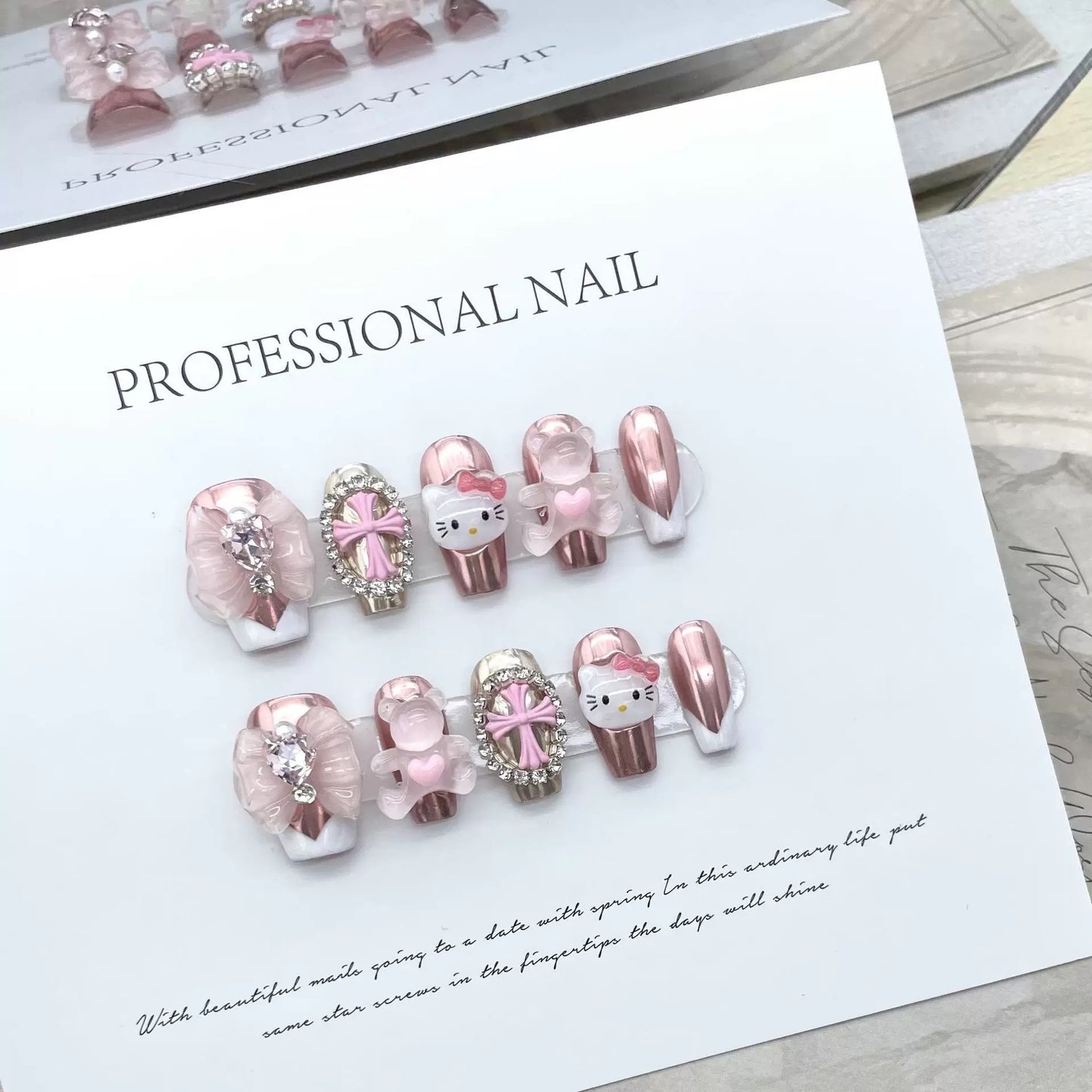 Pink Kitty Press-on Nails