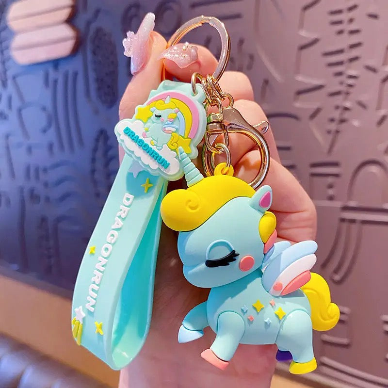 Adorable Unicorn Keychain with Rainbow