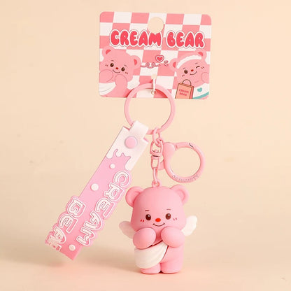 Adorable Cream Bear Keychain - Cute & High-Quality Bear Keychains for Gifts, Accessories & Personal Use