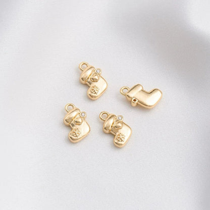 Elegant 14K Gold Christmas Enamel Charms for DIY Jewelry Making