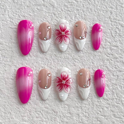 Ongles à coller au paradis floral pastel