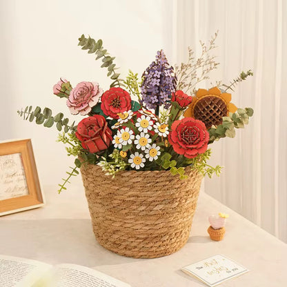 3D Wooden Flower Bouquet Puzzle – DIY Home Decor Gift