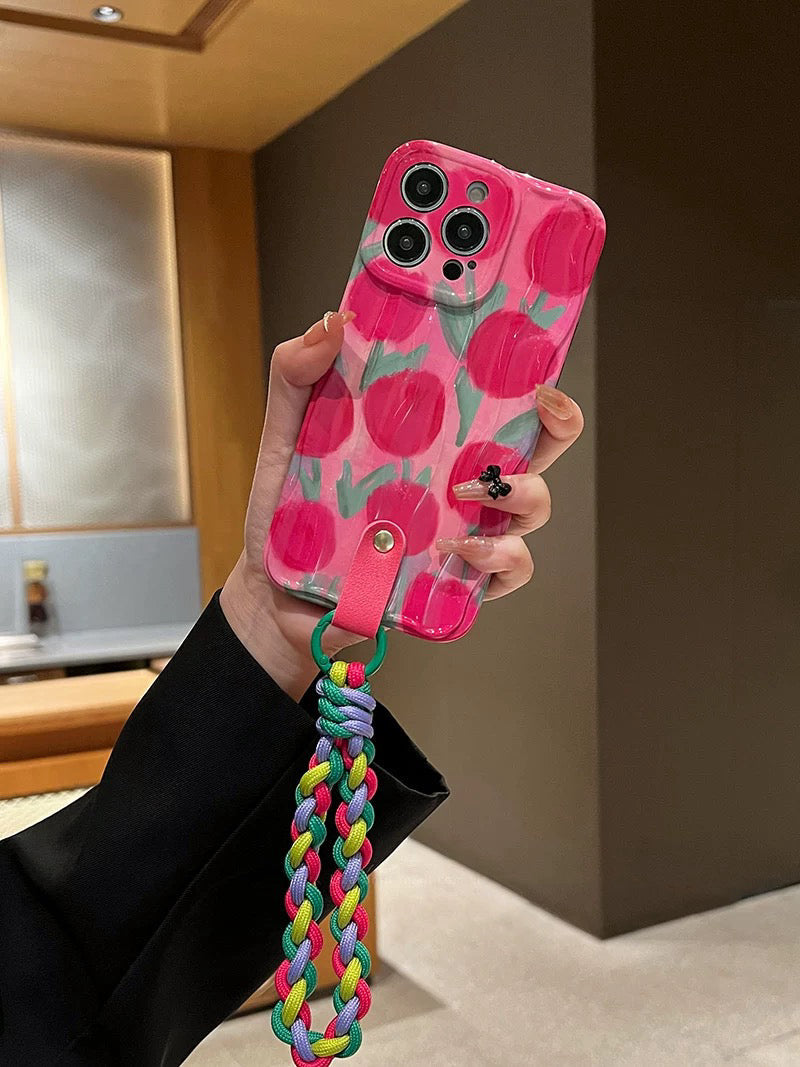 Funda para teléfono con flores de tulipán