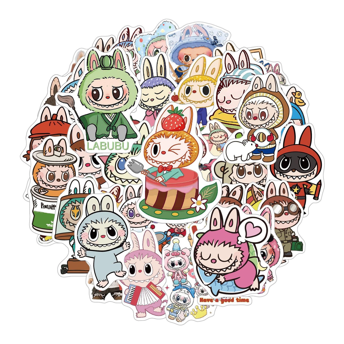 Cute Cartoon Labubu Stickers - 50 Pcs