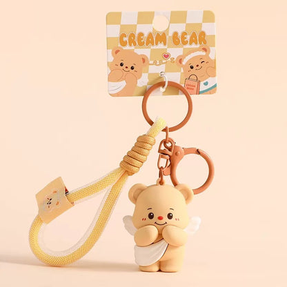 Adorable Cream Bear Keychain - Cute & High-Quality Bear Keychains for Gifts, Accessories & Personal Use