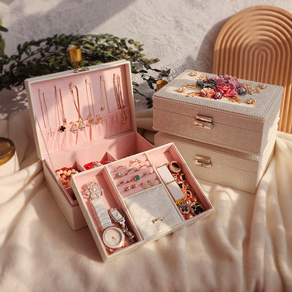 Luxury Floral Jewelry Box - Pink/White Elegance & Storage