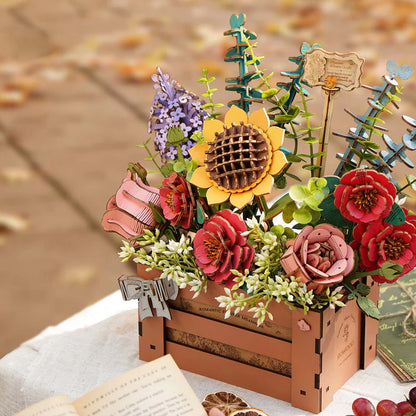 Romantic Wooden Flower Puzzle - Handcrafted 3D Floral Kit