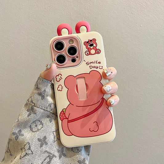 Coque de téléphone avec anneau pour couple de dessin animé