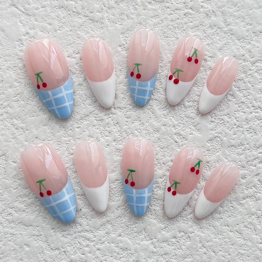 Baby Blue Cherry Press-on Nails