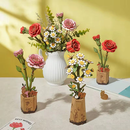 3D Wooden Flower Bouquet Puzzle – DIY Home Decor Gift