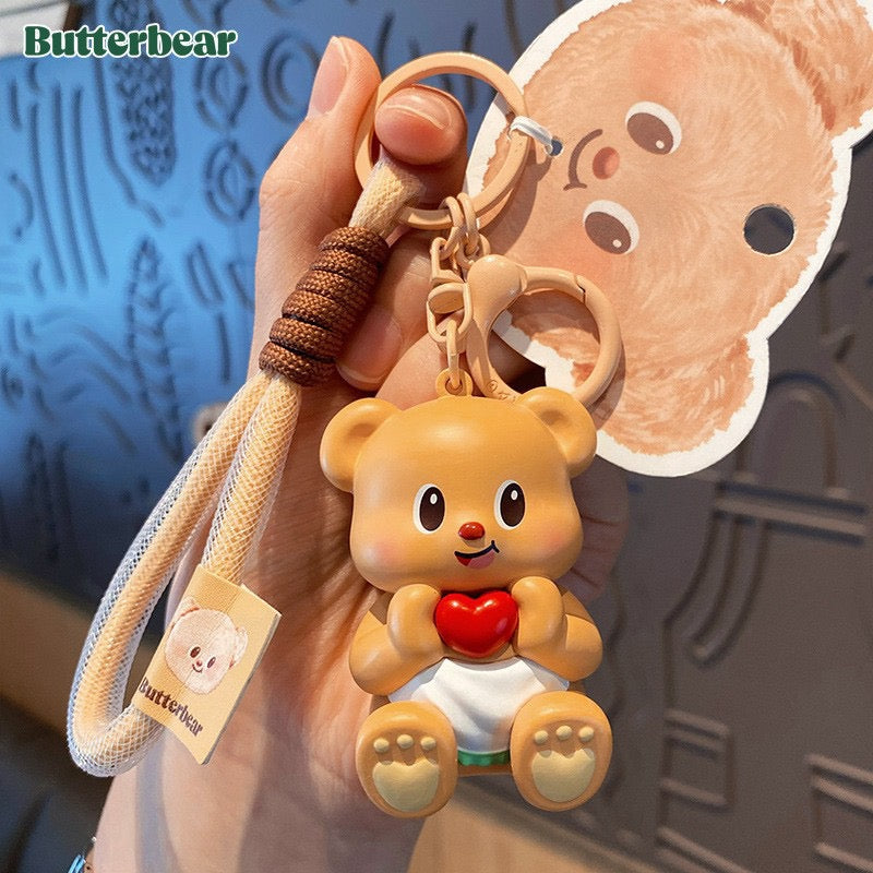 Butterbear Plush Bear Keychain - Cute Donut & Angel Designs for Bags and Keys