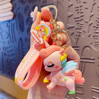 Adorable Unicorn Keychain with Rainbow