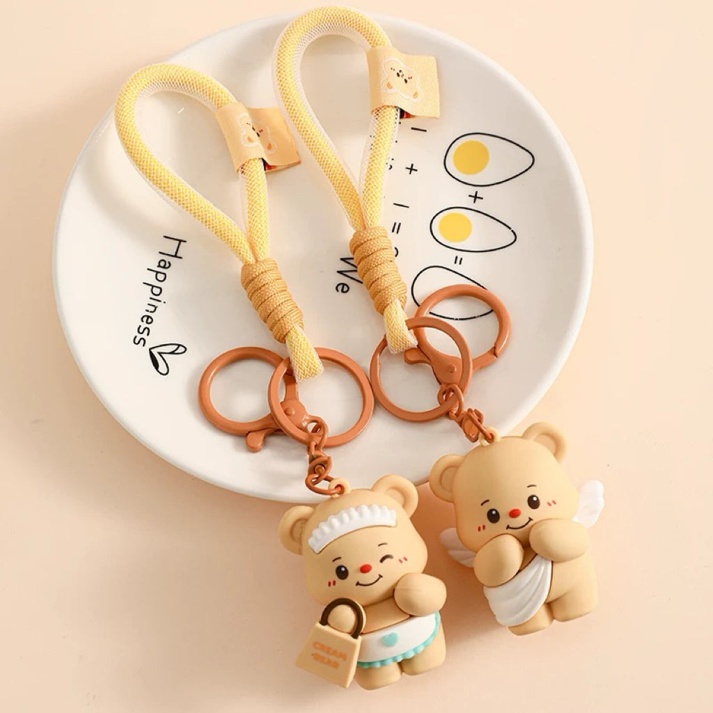 Adorable Cream Bear Keychain - Cute & High-Quality Bear Keychains for Gifts, Accessories & Personal Use