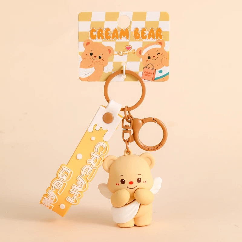 Adorable Cream Bear Keychain - Cute & High-Quality Bear Keychains for Gifts, Accessories & Personal Use