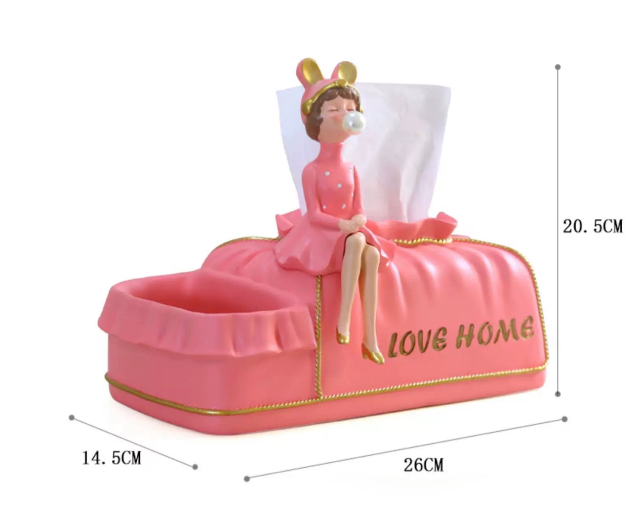 Cute Bubble Girl Design Tissue Box with Storage