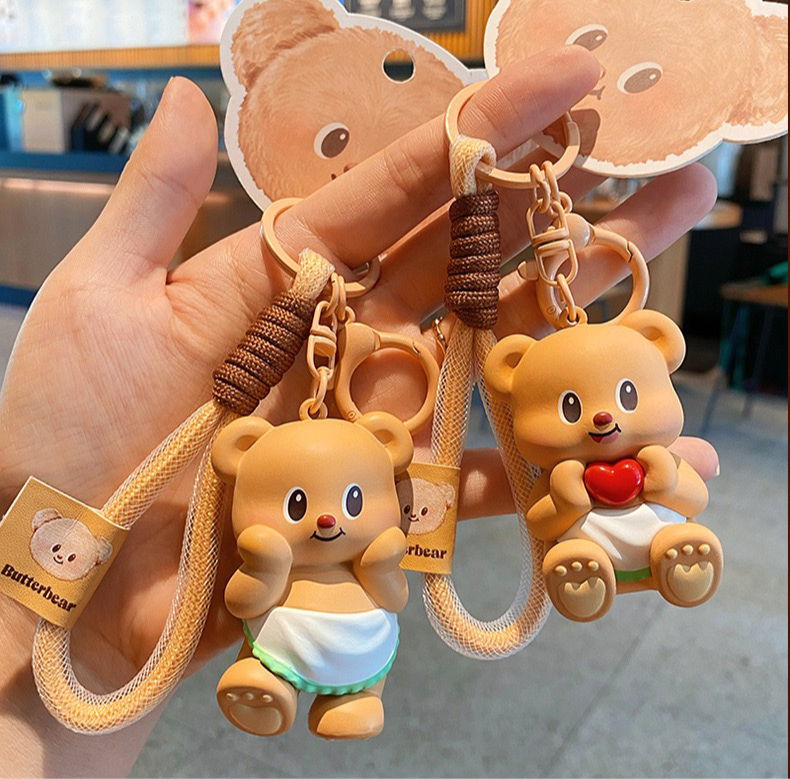 Butterbear Plush Bear Keychain - Cute Donut & Angel Designs for Bags and Keys