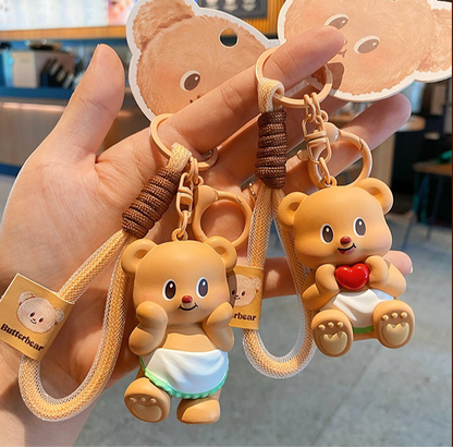 Butterbear Plush Bear Keychain - Cute Donut & Angel Designs for Bags and Keys