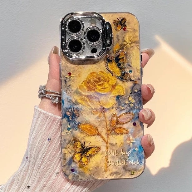 Elegant Yellow Rose Butterfly Phone Case