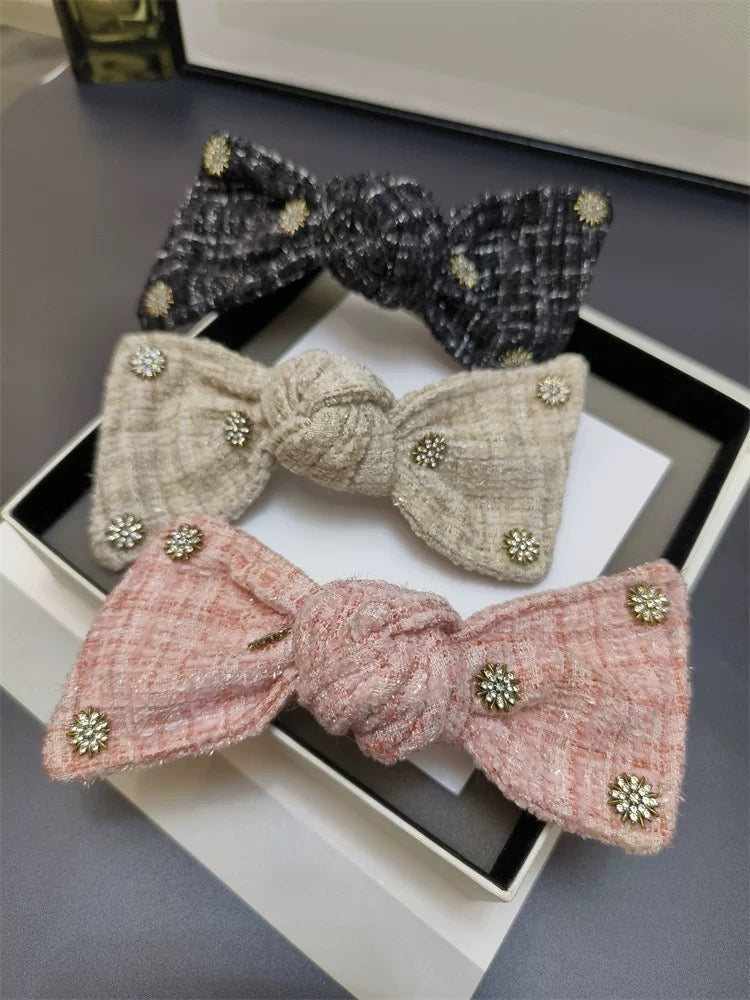 Tweed Elegance Bow Clips