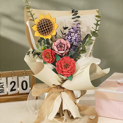 3D Wooden Flower Bouquet Puzzle – DIY Home Decor Gift