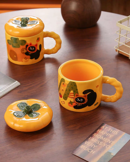 Cozy Cat Pumpkin Ceramic Mug