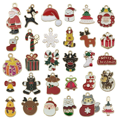 Mixed 30 Pcs Christmas DIY Jewelry Making Charms