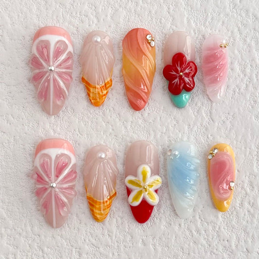 Ongles à coller Citrus Dream